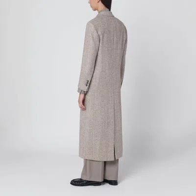 Tagliatore Herringbone Double Breasted Coat With Button Detailing