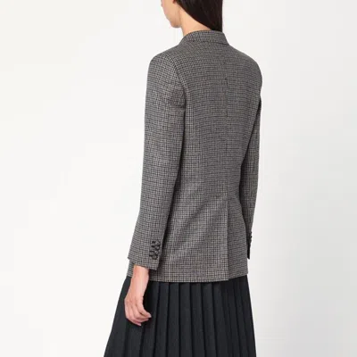 Tagliatore Checked Wool Suit With Double-breasted Jacket In Gray