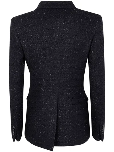 Tagliatore Metallic Tweed Double-breasted Blazer In Black