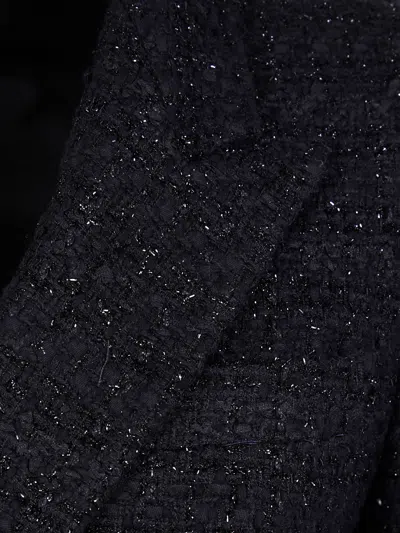 Tagliatore Metallic Tweed Double-breasted Blazer In Black
