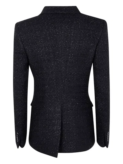 Tagliatore Metallic Tweed Double-breasted Blazer In Black
