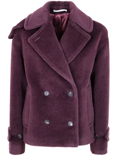 Tagliatore Double Breasted Sheila Coat Pockets In Purple
