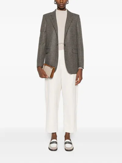 Tagliatore Adrianne Houndstooth Wool Blazer Clothing In Brown