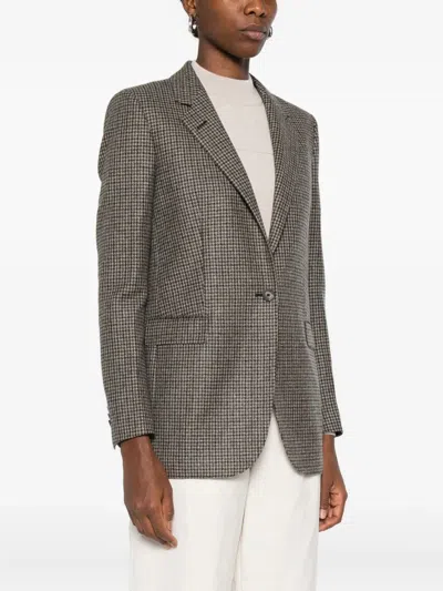 Tagliatore Adrianne Houndstooth Wool Blazer Clothing In Brown