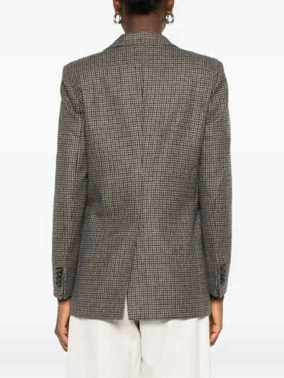 Tagliatore Adrianne Houndstooth Wool Blazer Clothing In Brown