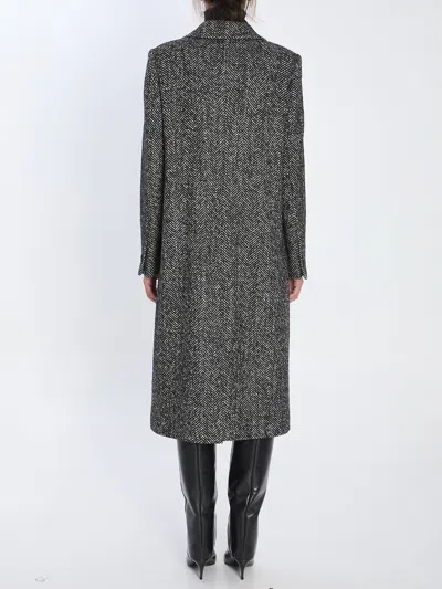 Tagliatore Herringbone Pattern Long Sleeve Coat In Gray