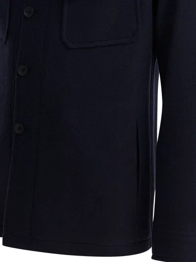 Tagliatore Chest And Side Pockets Collared Long Sleeves In Blue