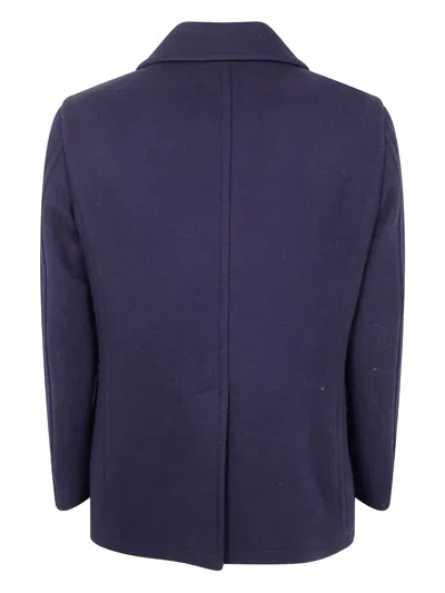 Tagliatore Double-breasted Wool Peacoat In Blue