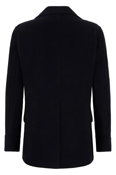 Tagliatore Double-breasted Lapel Peacoat In Blue
