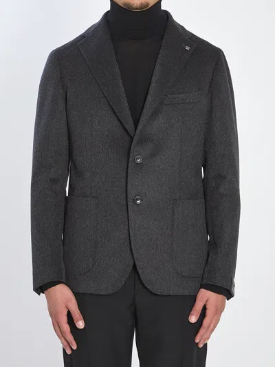 Tagliatore Single-breasted Cashmere Jacket In Gray