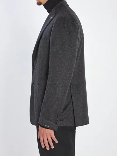 Tagliatore Single-breasted Cashmere Jacket In Gray
