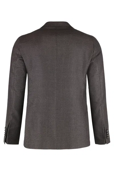 Tagliatore Single-breasted Wool Jacket In Brown