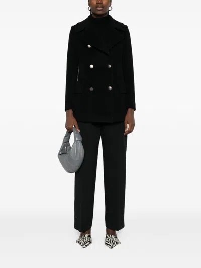 Tagliatore Flap Pockets Wool Double-breasted Coat In Black