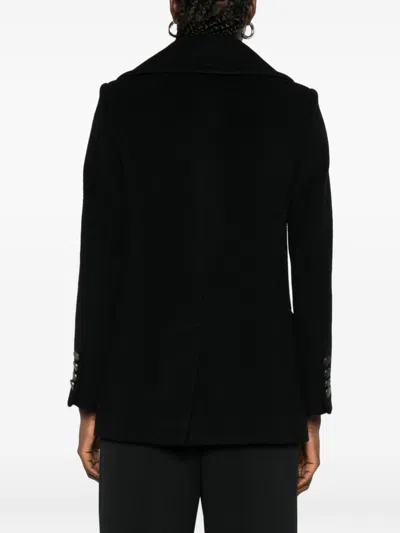 Tagliatore Flap Pockets Wool Double-breasted Coat In Black