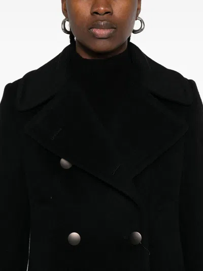 Tagliatore Flap Pockets Wool Double-breasted Coat In Black