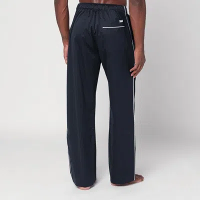Tekla Striped Trousers With Back Pocket And Elastic Waistband In Blue