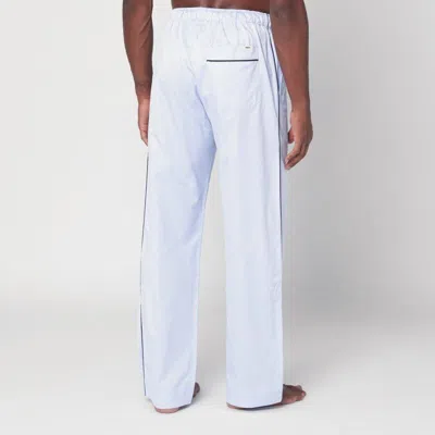 Tekla Pyjama Trousers With Elastic Waistband And Side Stripe Detail In Blue