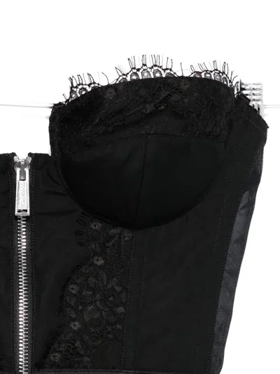 Dsquared2 Strapless Lace Cropped Corset Top In Black