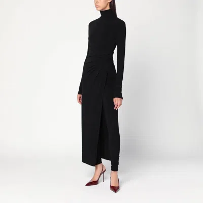 The Andamane Tessa Jumpsuit Draped High Neckline Long Sleeves In Black