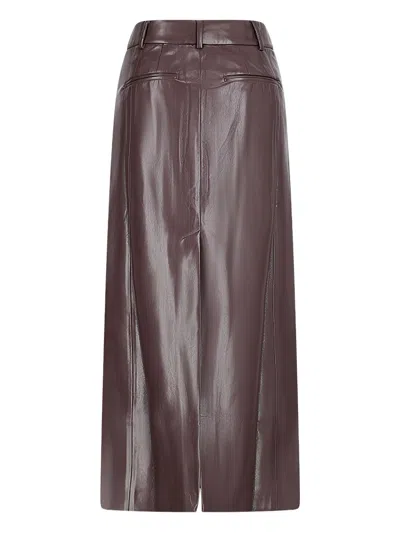 The Andamane Bordeaux Faux Leather Midi Skirt