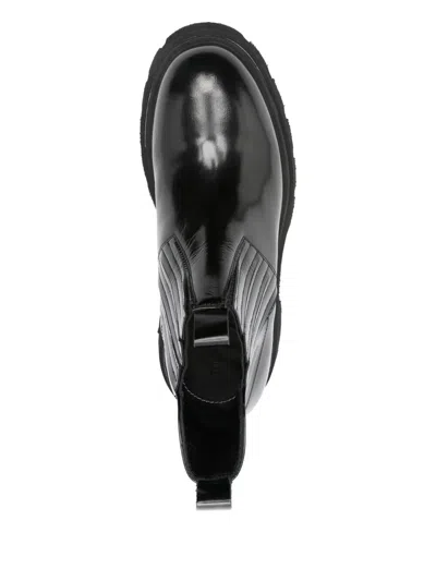 The Antipode Leather Stitched-panel Ankle Boots In Black