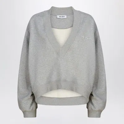 Attico Cotton Sweatshirt Logo Drop V-neck Ribbed