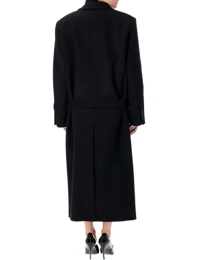 Attico Waist Belted Long Length Lapels In Black