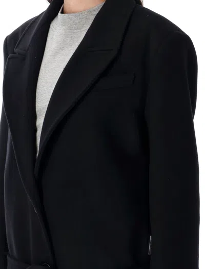 Attico Waist Belted Long Length Lapels In Black