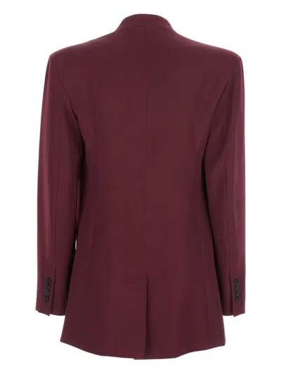 Attico Padded-shoulder Gabardine Blazer In Burgundy