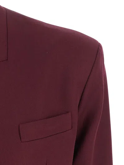 Attico Padded-shoulder Gabardine Blazer In Burgundy
