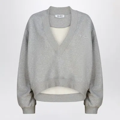 Attico Cotton Sweatshirt Logo Drop V-neck Ribbed