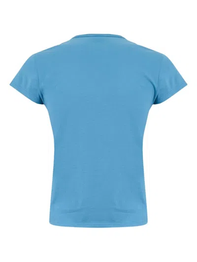 Attico Crew Neck Jersey T-shirt In Soft Fabric In Blue
