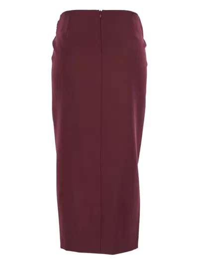 Attico Draped Midi Skirt With Front Slit And Metal In Burgundy