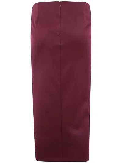Attico Draped Midi Skirt With Front Slit And Metal In Burgundy