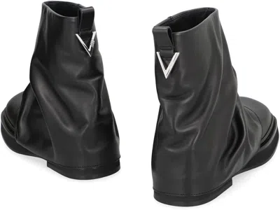Attico Black Leather Boots In Black