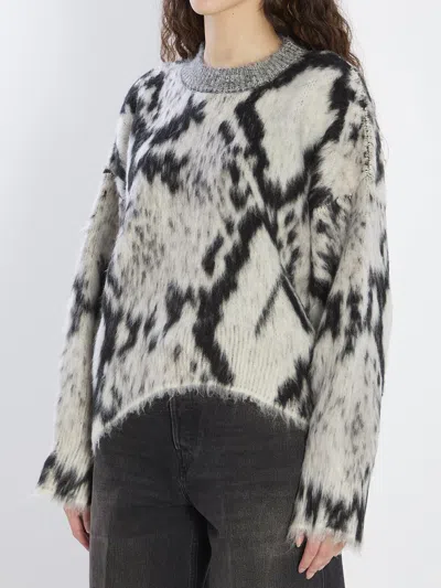Attico Cropped Python Print Sweater In Animal Print