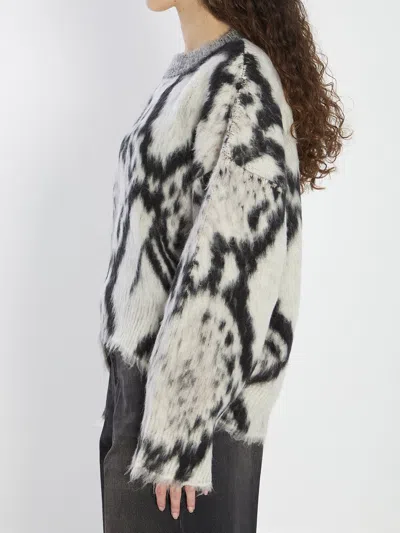 Attico Cropped Python Print Sweater In Animal Print