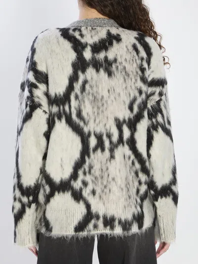 Attico Cropped Python Print Sweater In Animal Print