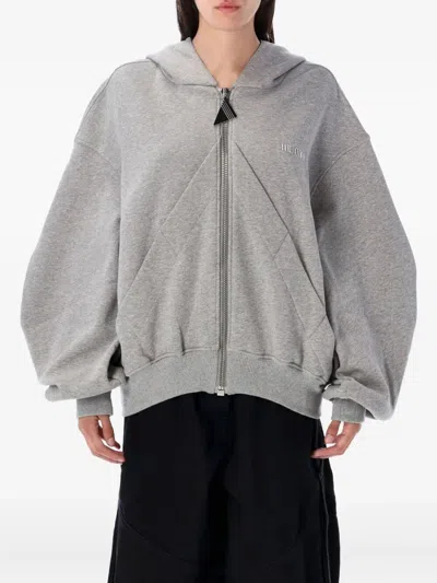 Attico Heathered Grey Oversized Hoodie In Gray