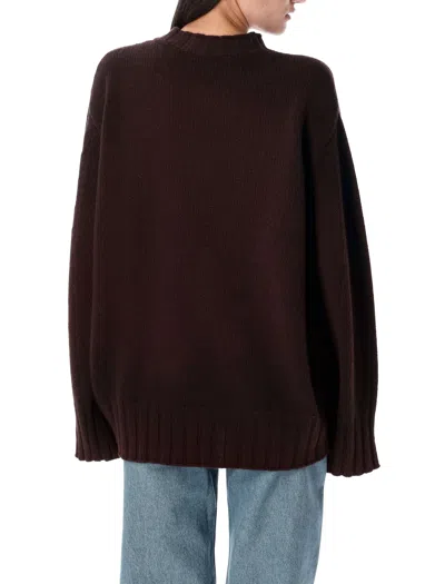 Attico Oversized Asymmetrical Hem Sweater With Ribbed Details In Burgundy