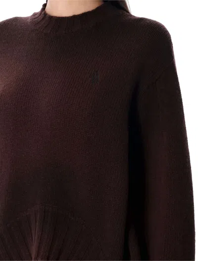 Attico Oversized Asymmetrical Hem Sweater With Ribbed Details In Burgundy