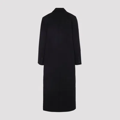 The Frankie Shop Black Wool Gaia Double Breasted Coat In Blue