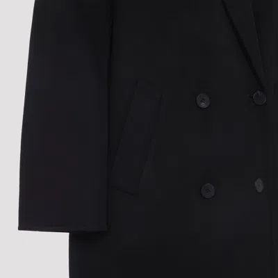 The Frankie Shop Black Wool Gaia Double Breasted Coat In Blue