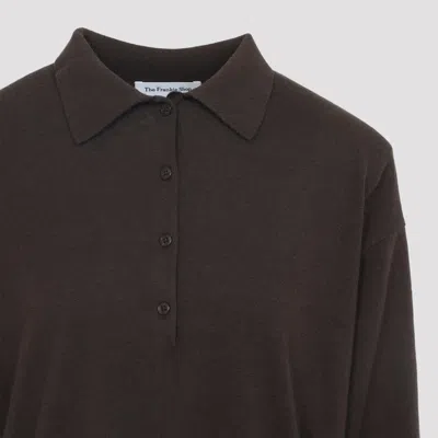 The Frankie Shop Brown Merino Wool Croydon Padded Knit Polo In Blue