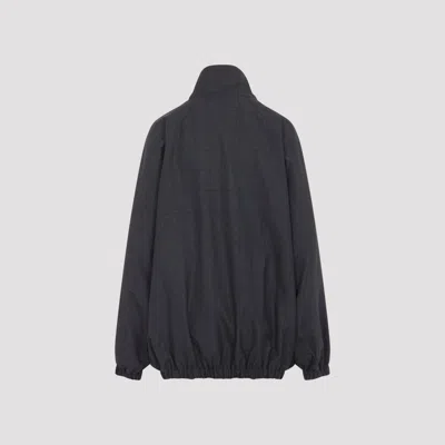 The Frankie Shop Dark Grey Virgin Wool Baxter Plaid Track Jacket In Blue