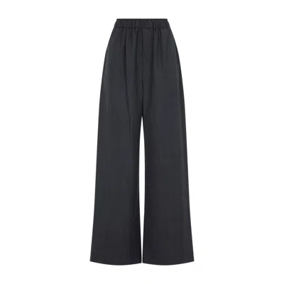 The Frankie Shop Dark Grey Virgin Wool Baxter Plaid Track Pants In Blue
