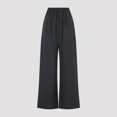 The Frankie Shop Dark Grey Virgin Wool Baxter Plaid Track Pants In Blue