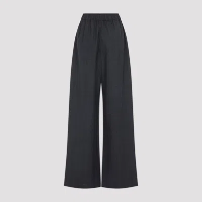 The Frankie Shop Dark Grey Virgin Wool Baxter Plaid Track Pants In Blue