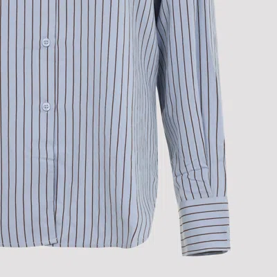 The Frankie Shop Striped Lyocell Shirt Dropped Shoulders In Blue
