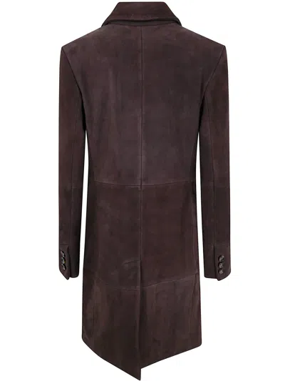 The Jackie Leathers Suede Button-fastening Coat In Brown